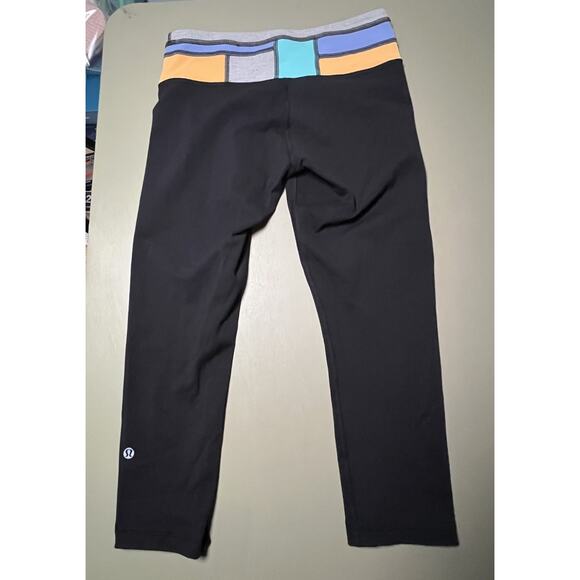 Lululemon Wunder Under Black With Colorblock Waist Capri Women's 6 - Picture 2 of 7